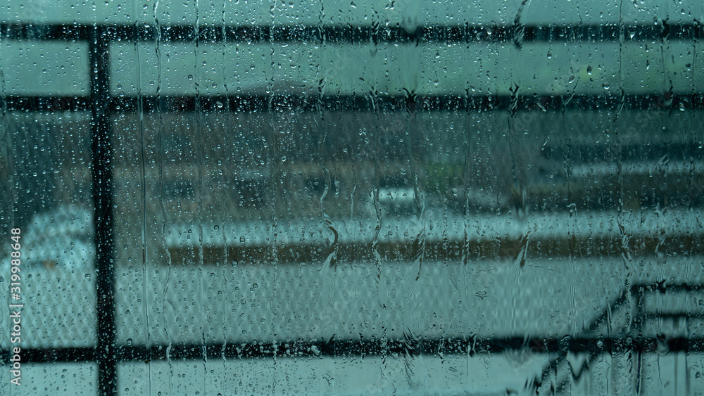 Fototapeta premium rain drops on the window glass