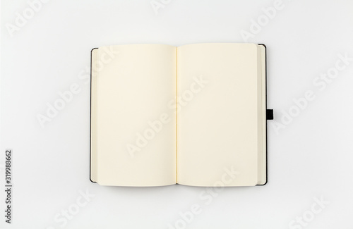 blank open notebook mockup photo