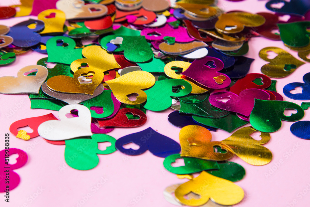 coloress confetti on pink background