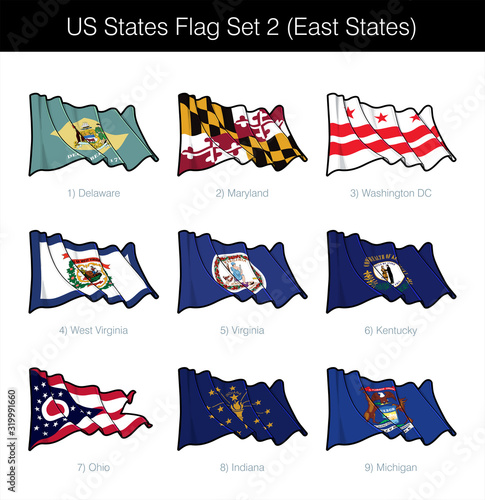 US States Flag Set - East photo