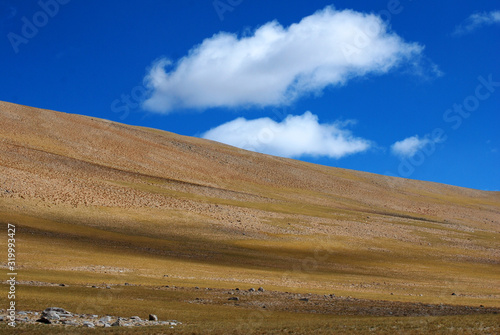 Landscape nature scene - peak of brown mountain bald with clearly blue sky in autumn season at Leh Ladakh   Jammu and Kashmir   India - Nature contrast scenic background