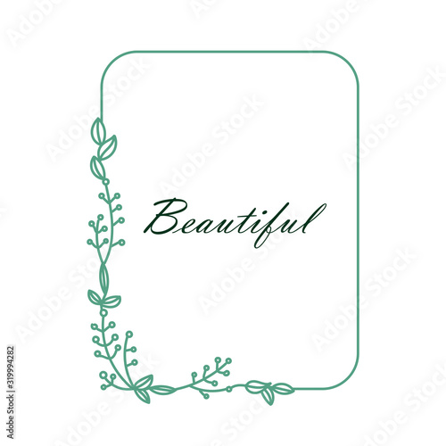 Beautiful sketched flower frames with simple line art floral branches, mono line wreath isolated on white background