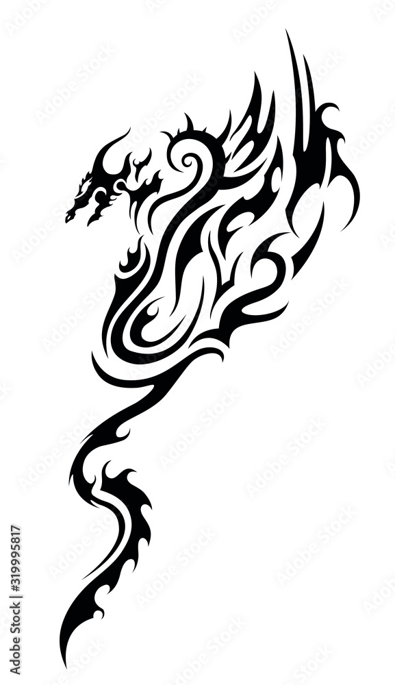 SAVI Temporary Tattoo Stickers Black Angry Dragon Roaring Orange Tiger  Pattern For Men Women Tattoo For Hand Arm Size 21x11cm  1Pc