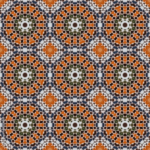 Fototapeta Naklejka Na Ścianę i Meble -  Digital paper pattern mosaic seamless Background south Morocco