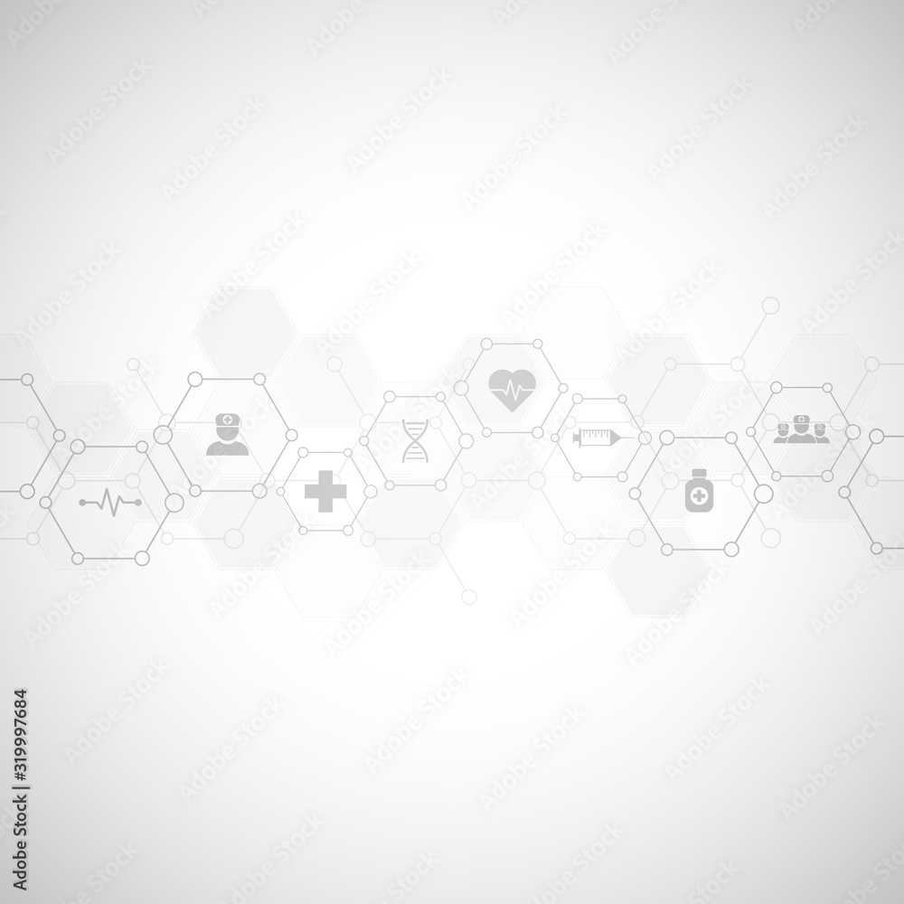 Abstract medical background with flat icons and symbols. Template design with concept and idea for healthcare technology, innovation medicine, health, science and research. Abstract medical background with flat icons and symbols. Template design with concept and idea for healthcare technology, innovation medicine, health, science and research.