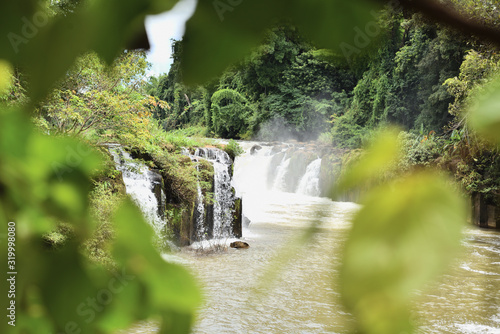 Beautiful Forest river waterfall in laos,River stream waterfall in mountain forest