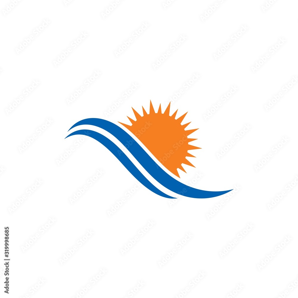 Obraz premium sun Logo with water wave Icon Vector illustration