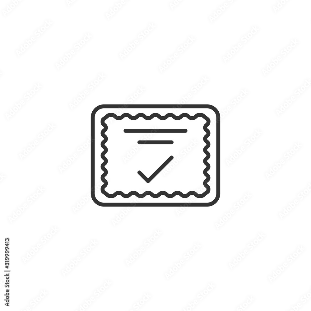 Approve certificate icon in flat style. Document check mark vector illustration on white isolated background. Approval choice business concept. Approve certificate icon in flat style. Document check mark vector illustration on white isolated background. Approval choice business concept.