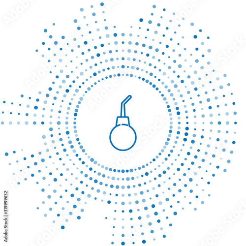 Blue line Enema pear icon isolated on white background. Medical rubber pump. Abstract circle random dots. Vector Illustration