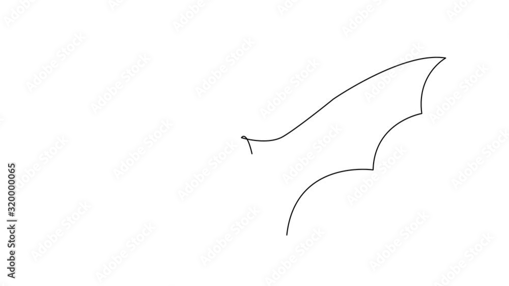 Self drawing simple animation of single continuous one line drawing of bat. Drawing by hand, black lines on a white background. Self drawing simple animation of single continuous one line drawing of bat. Drawing by hand, black lines on a white background.