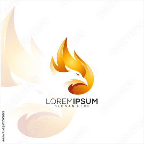 fire eagle vector logo design illustration