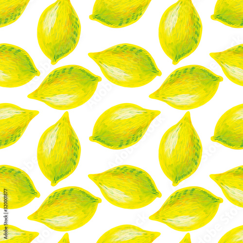 Watercolor lemons seamless pattern. Use for invitations  menus  birthdays