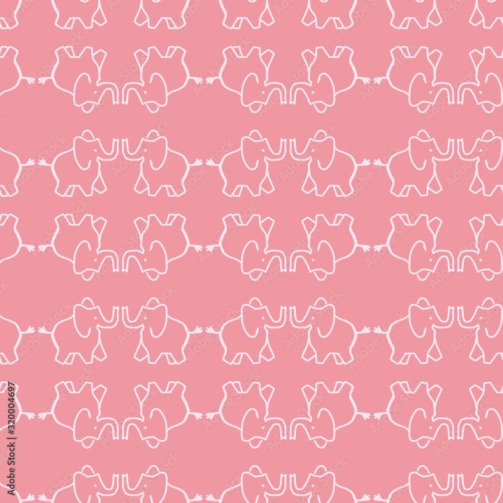 pink elephants seamless repeat pattern design.