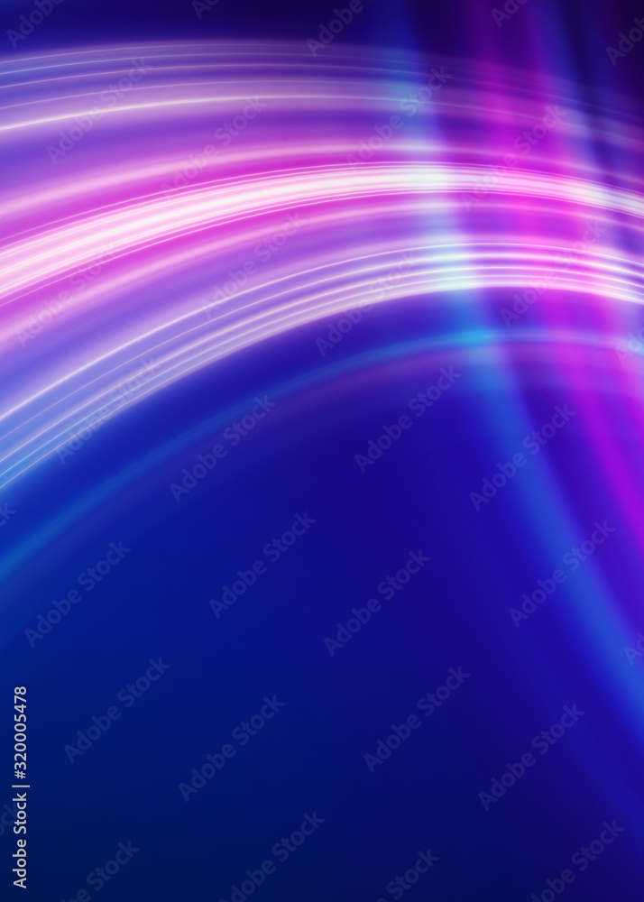 Fototapeta premium Dark blue abstract background with ultraviolet neon glow, blurry light lines, waves