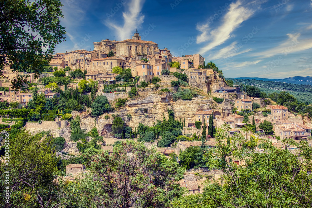 The medieval village of Gordes in the Vaucluse Department of Provence, France - obrazy, fototapety, plakaty 