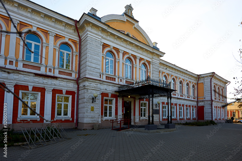 the city of Irkutsk, Irkutsk region, Russia. The building of the Biological Soil Faculty of Irkutsk State University in the city of Irkutsk, formerly the house of merchants and industrialists Trapezni the city of Irkutsk, Irkutsk region, Russia. The building of the Biological Soil Faculty of Irkutsk State University in the city of Irkutsk, formerly the house of merchants and industrialists Trapezni
