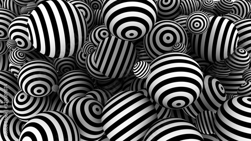 Illusive black and white 3d spheres