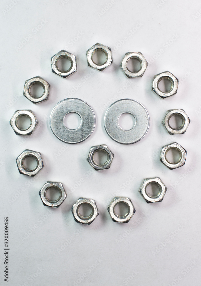 smiley from small nuts and washers smiley from small nuts and washers