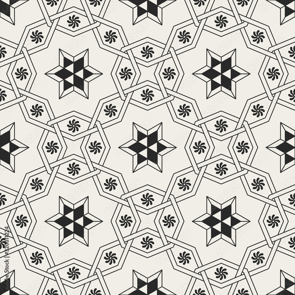Decorative geometrical arabian seamless pattern.