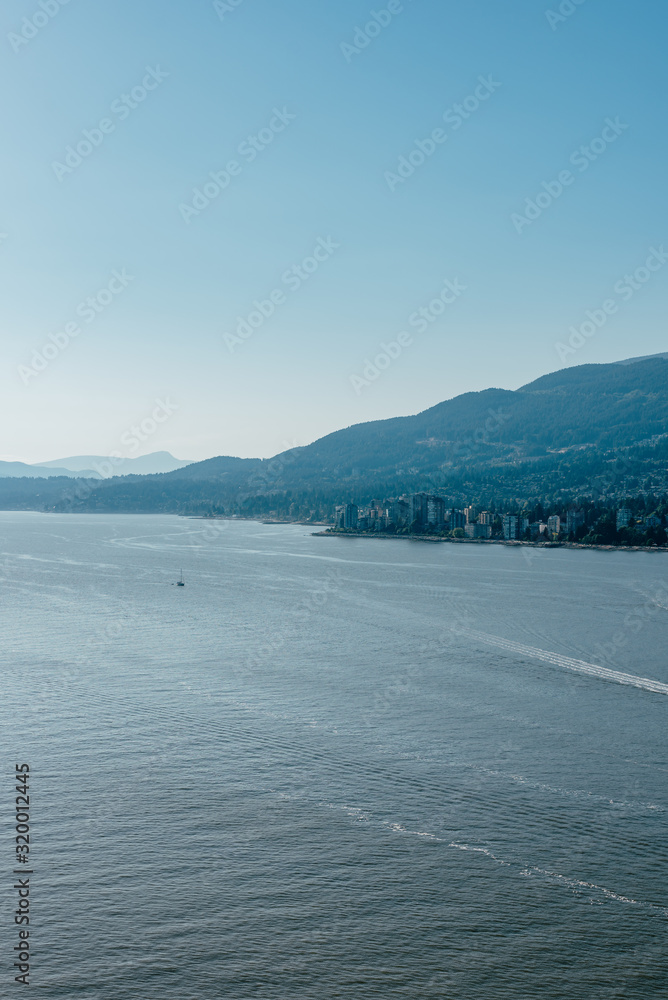 The water of the Burrard Inlet in near Vancouver in Canada