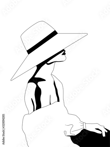 Vector Illustration of  woman in a hat 