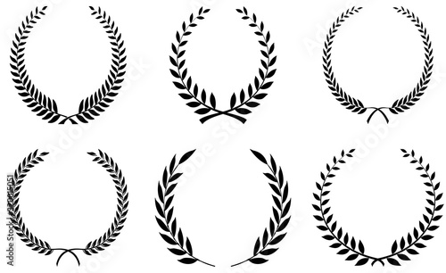 Lorbeerkranz Vektor Set in Schwarz auf einem weißem isolierten Hintergrund.