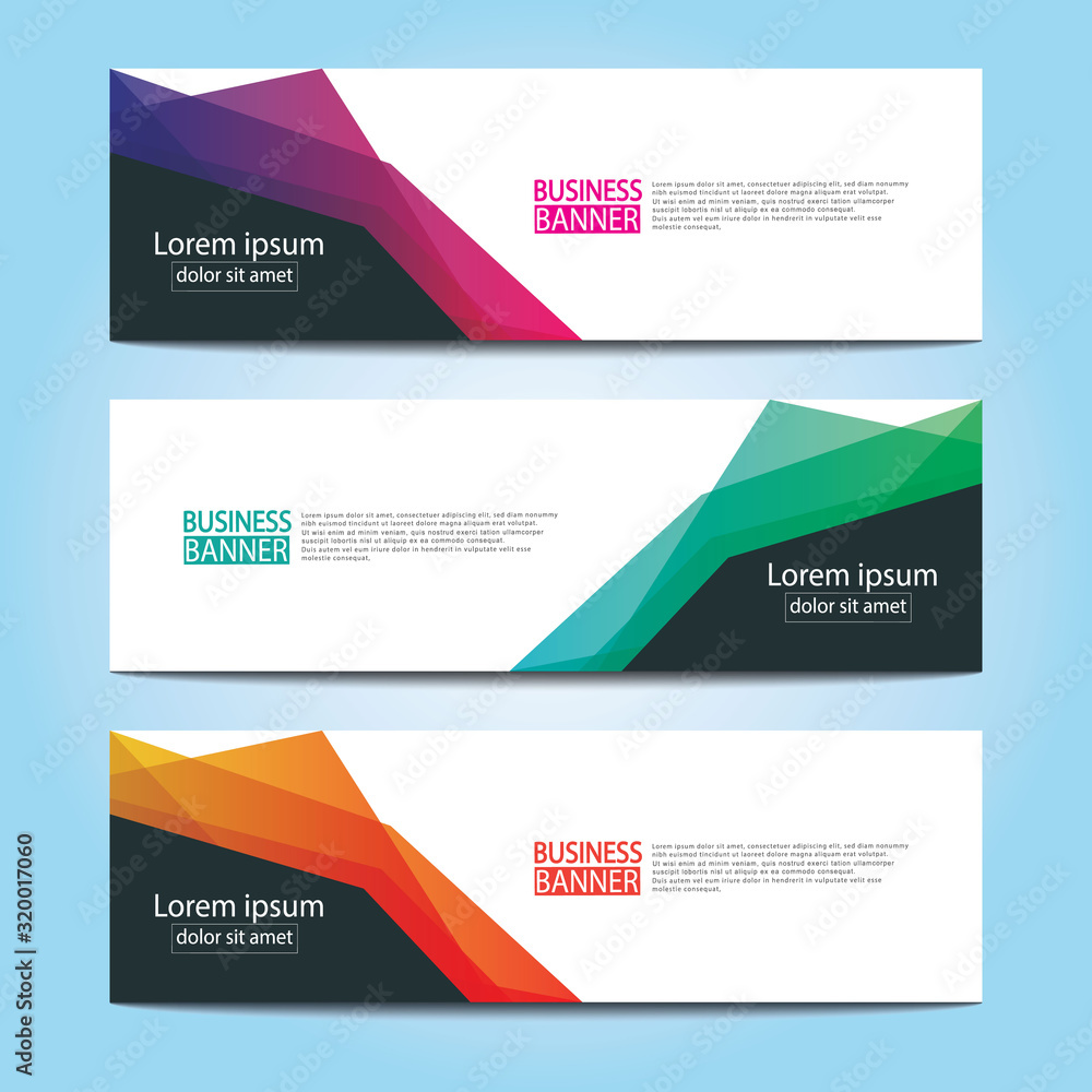 Fototapeta premium Vector abstract design web banner template. Web Design Elements - Header Design. Abstract geometric web banner template on grey background.Modern banner.