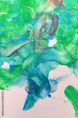abstract green and blue watercolor painting on paper art texture background