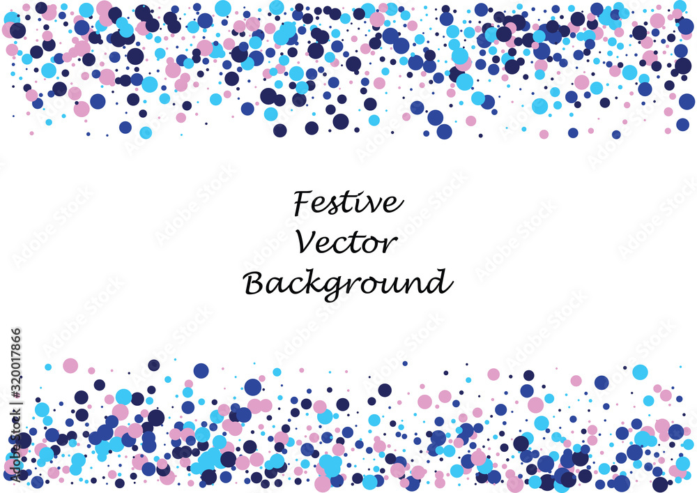 Festive color round confetti background. Abstract frame confetti texture for holiday, postcard, poster, website, carnivals, birthday and children's parties. Cover confetti mock-up. Wedding card layout