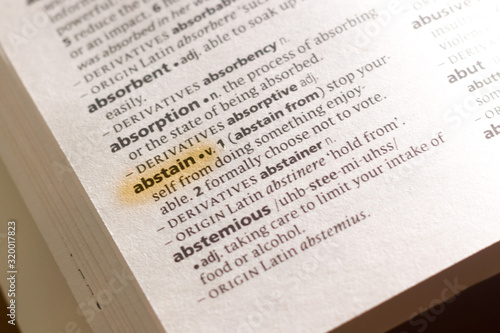 The word or phrase Abstain in a dictionary.