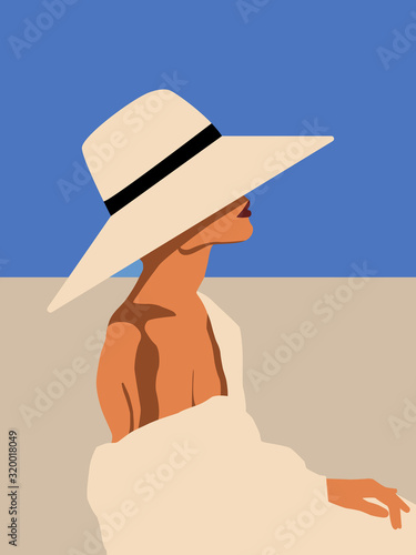 Vector Illustration of  woman in a hat 
