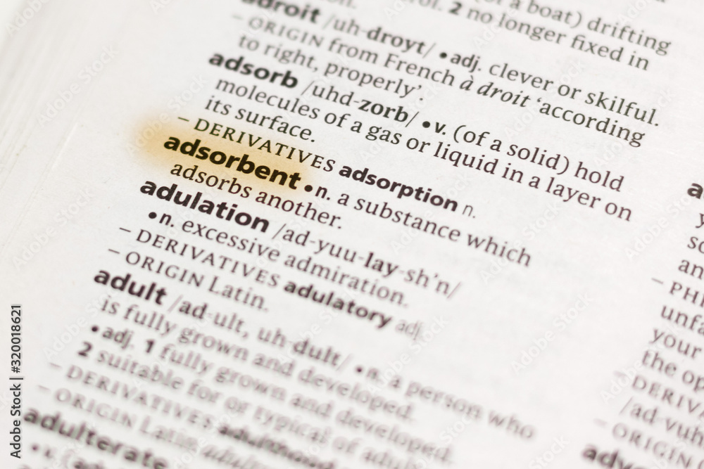 The word or phrase Adsorbent in a dictionary. The word or phrase Adsorbent in a dictionary.