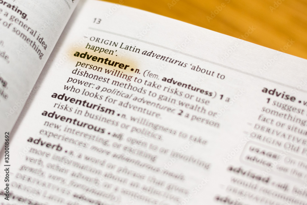The word or phrase Adventurer in a dictionary. The word or phrase Adventurer in a dictionary.