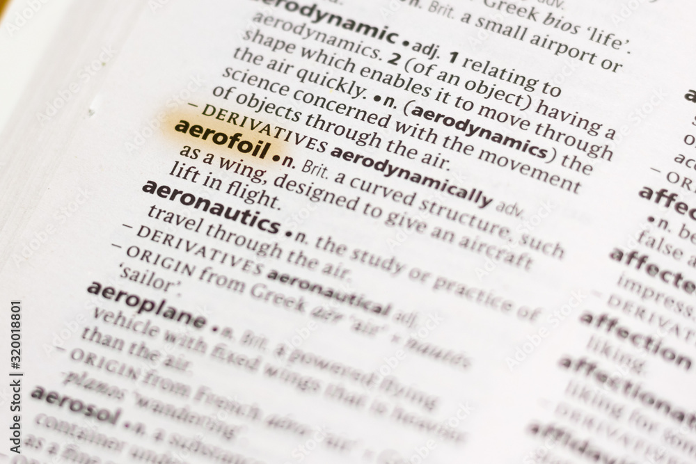 The word or phrase Aerofoil in a dictionary. The word or phrase Aerofoil in a dictionary.