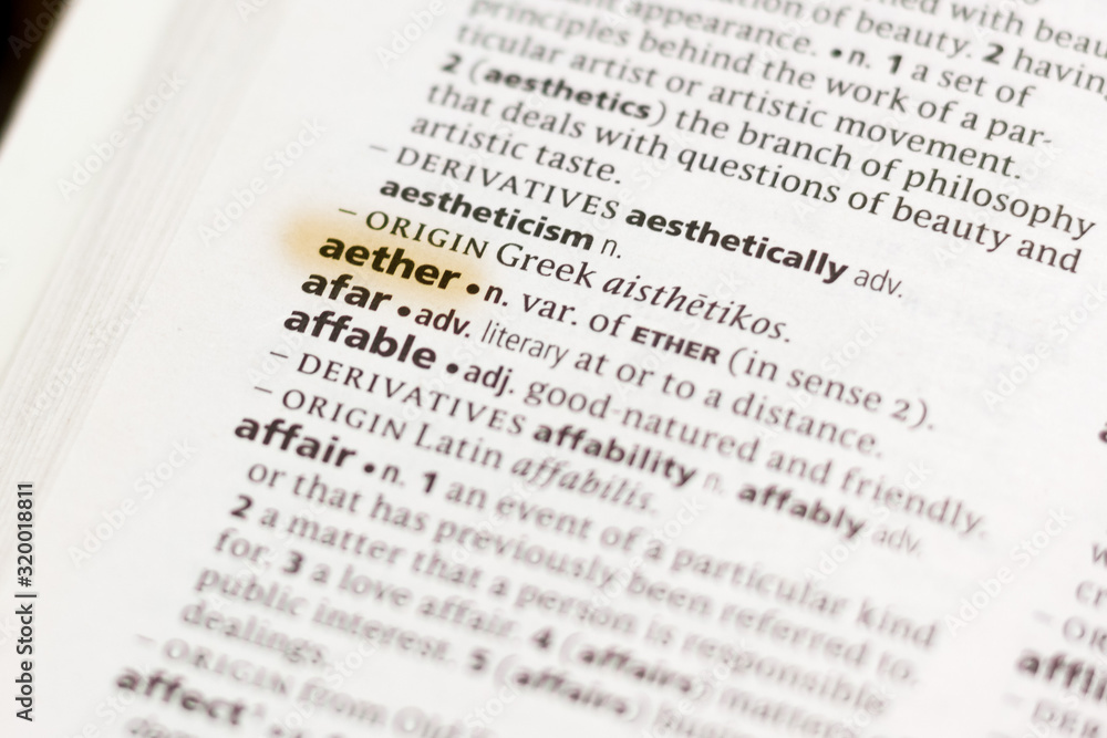 The word or phrase Aether in a dictionary. The word or phrase Aether in a dictionary.