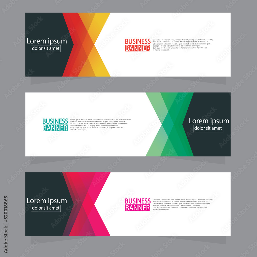 Fototapeta premium Vector abstract design web banner template. Web Design Elements - Header Design. Abstract geometric web banner template on grey background.Modern banner.