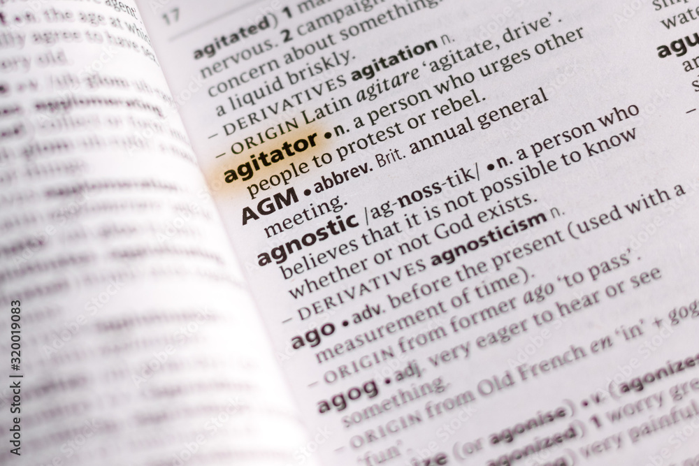 The word or phrase Agitator in a dictionary. The word or phrase Agitator in a dictionary.