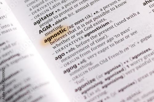 The word or phrase Agnostic in a dictionary.