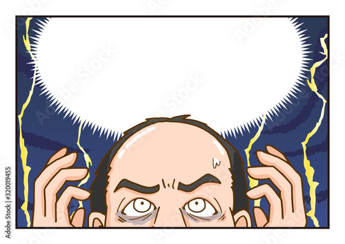薄毛　AGA　ハゲ　育毛　増毛　悩み　マンガ　マンガ風　男性