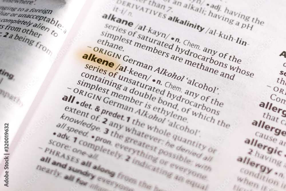The word or phrase Alkene in a dictionary. The word or phrase Alkene in a dictionary.