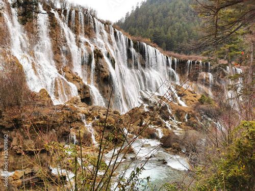 Waterfall scenery in North of China. Tourist spot attraction.
