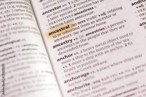 The word or phrase Ancestral in a dictionary.