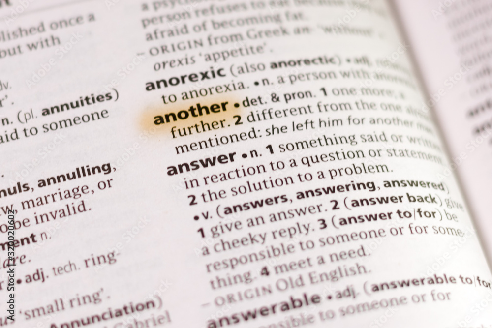 The word or phrase Another in a dictionary. The word or phrase Another in a dictionary.
