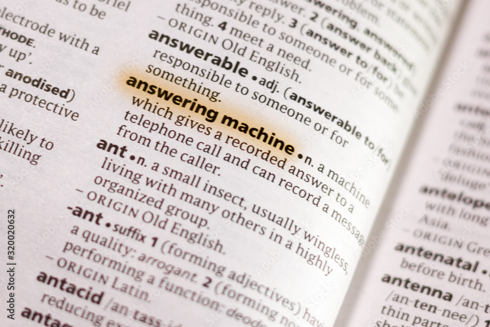 The word or phrase Answering Machine in a dictionary.
