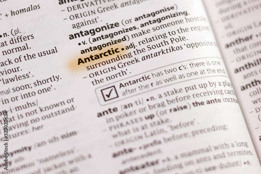 The word or phrase Antarctic in a dictionary. The word or phrase Antarctic in a dictionary.