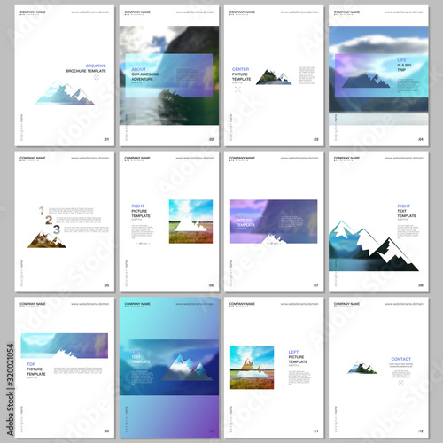 Creative brochure templates. Covers design templates for flyer, leaflet, brochure, report, presentation, magazine. Background for tourist camp, nature tourism, camping. Aadventure design concept.