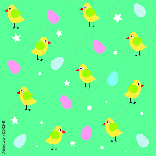 seamless pattern with easter birds eggs