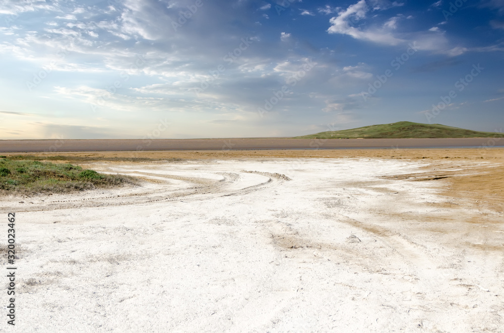 dry land covered with salt dry land covered with salt
