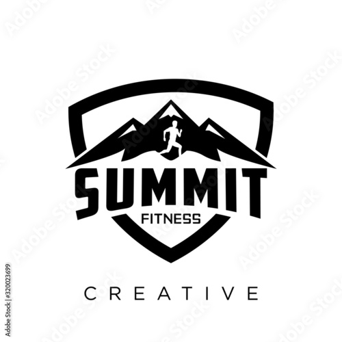 mountain fitness logo design vector icon