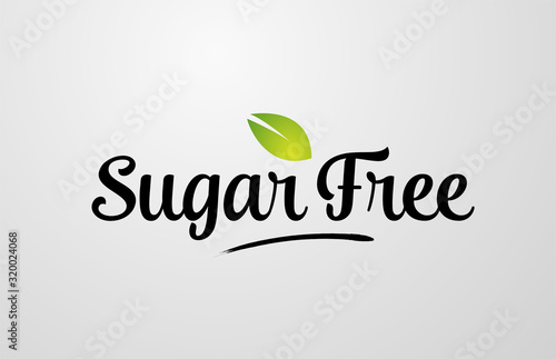 green leaf sugar free hand written word text for typography logo design